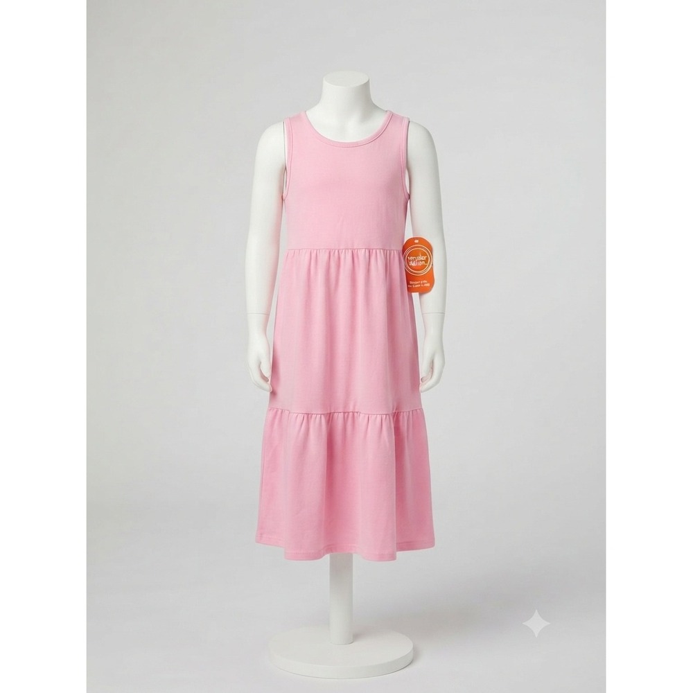 Wonder Nation Pink Tiered Maxi Dress Girls Size S 6-6X Sleeveless Tank Dress NWT